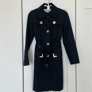 Michael Kors Black Trench Coat with Gold buttons XS